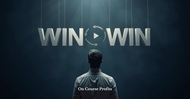 Image shows the back of a man loking up at the words Win Win