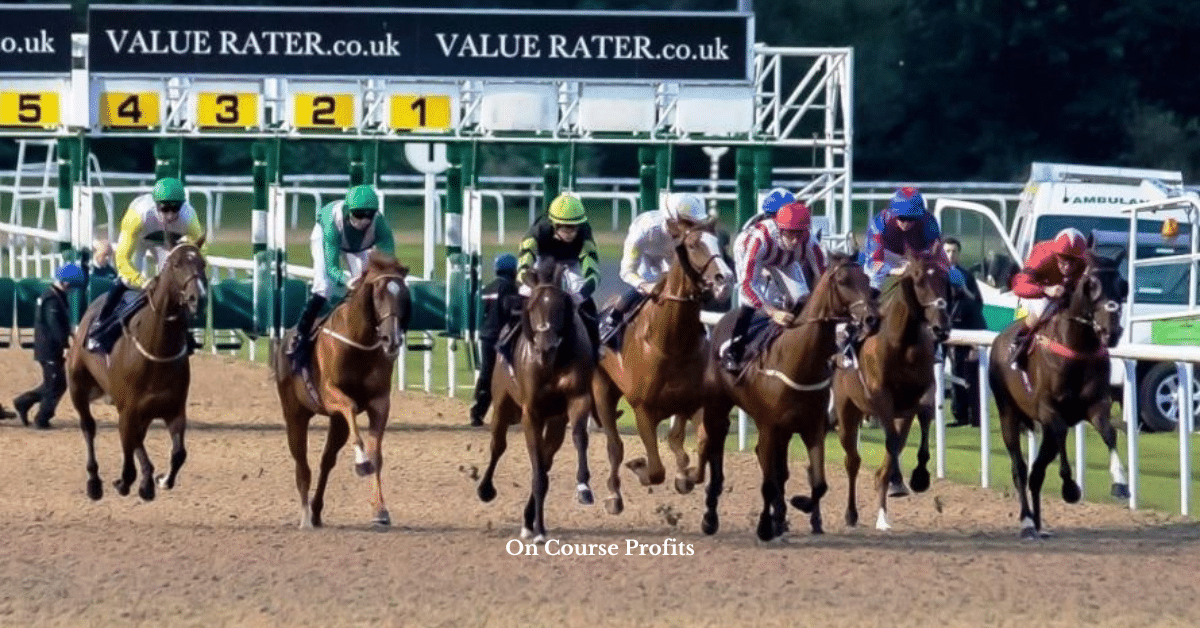 Image shows horses leaving the starting stalls on the All Weather surface.