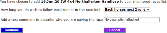 If you find a hot race you can be notified when anything from the race runs again