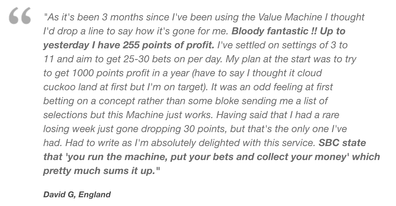 The Value Machien Testimonial