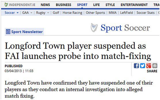 screenshot of match fixing story