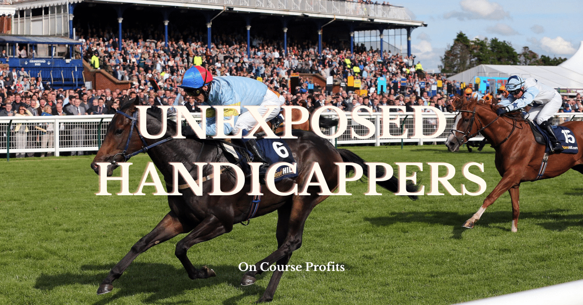 Horse approaching winning post ,galloping on Turf Flat racecourse.