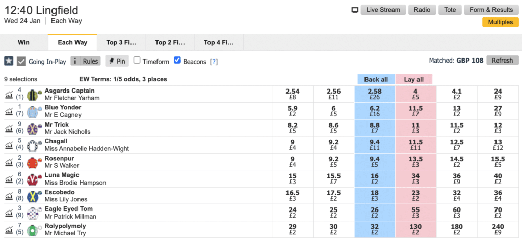 example betfair race