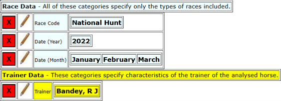 Horseracebase system settings forR Bandey system.