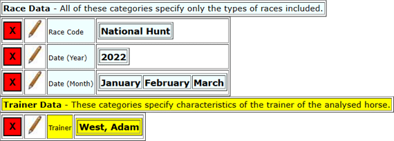 Horseracebase system settings for Adam West system.