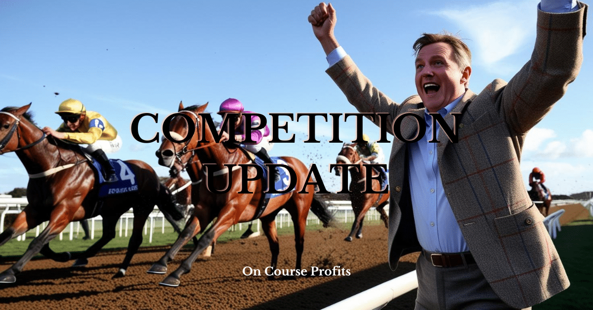 Image shows a man cheering on race horses on the all weather. Possibly winning.