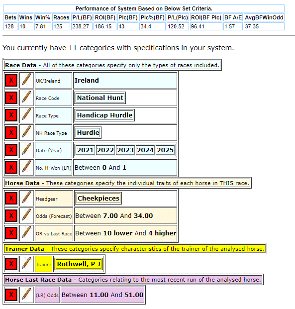 Horseracebase system settings for system JO-131-59-10-25 1
