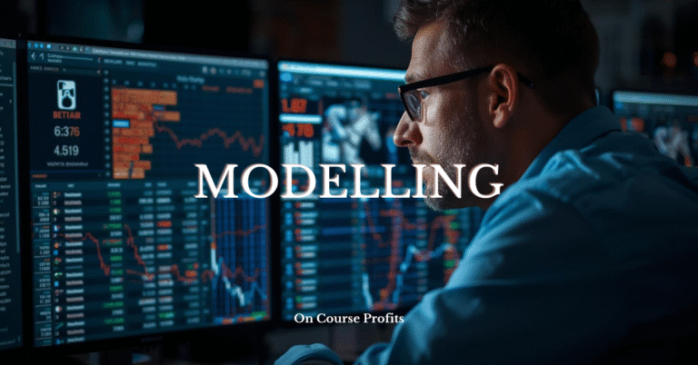 The image is of a man sitting infront of a bank of screens showing statistics and graphs.