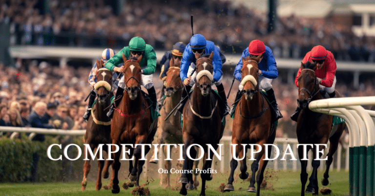 A dynamic, atmospheric horse racing scene at a UK racetrack during early afternoon light. Horses bursting from the starting stalls, jockey silks vibrant, dirt or turf kicking up behind them. Slight motion blur to convey speed and intensity. Background crowds slightly out of focus. Dramatic, journalistic sports-photography style with rich detail and a sense of competition and momentum.