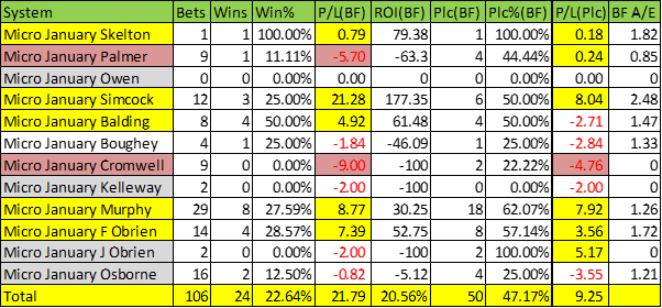 Images shows micro system results for January