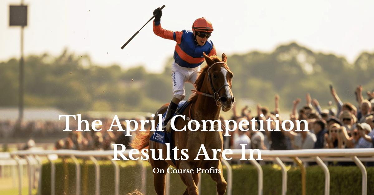 Winning horse and jockey passing the finish line.