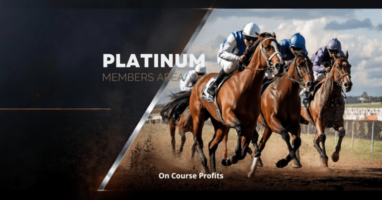Image shows horses racing on the all weather with the text overlay of Platinum Members Area