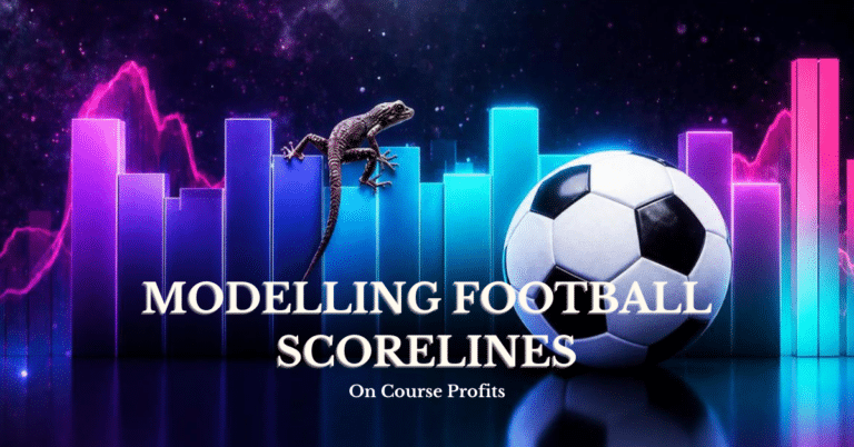 Image shows a stylised bar graph with a football in the foreground and a gecko sitting on top of the bar graph.