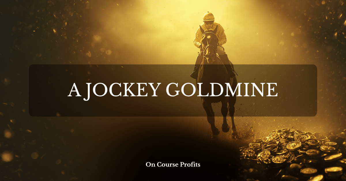 Image shows a racehorse and jockey framed in a golden light.